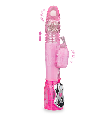 Pinker XL-Rabbit-Vibrator Butterfly mit Stoßfunktion