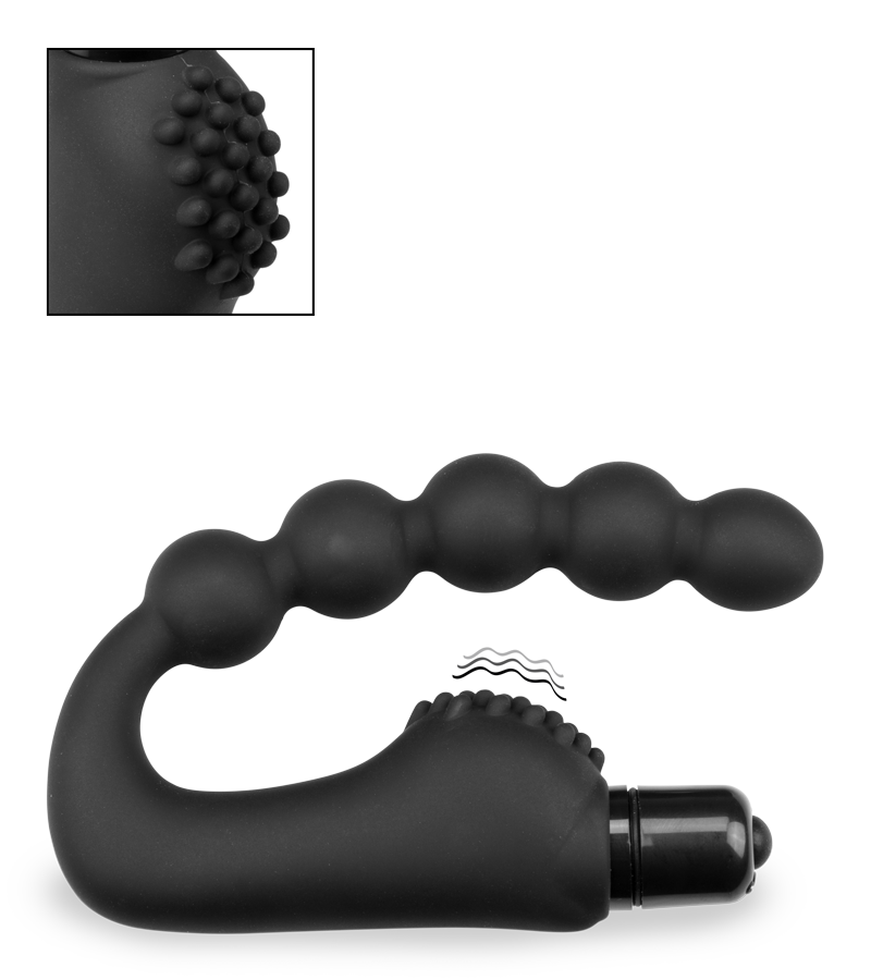 Prostata-Vibrator mit Analkette und Noppen