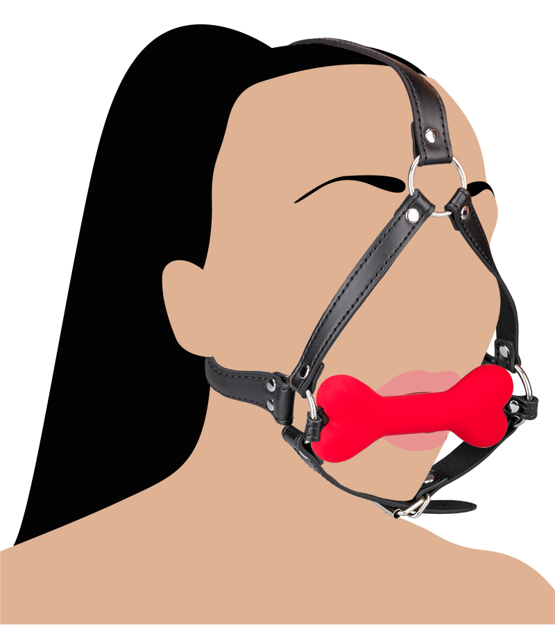 Puppy-Play-Kopfgeschirr mit Knebel aus Silikon 12,3 cm