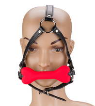 Laden Sie das Bild in den Galerie-Viewer, Puppy-Play-Kopfgeschirr mit Knebel aus Silikon 12,3 cm