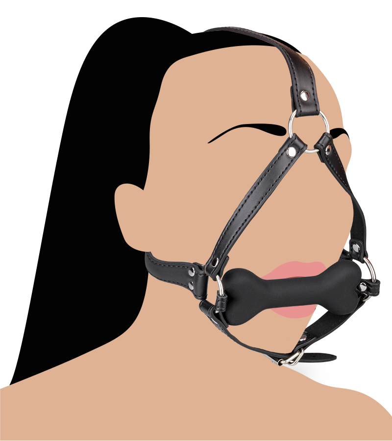 Puppy-Play-Kopfgeschirr mit Knebel aus Silikon 12,3 cm