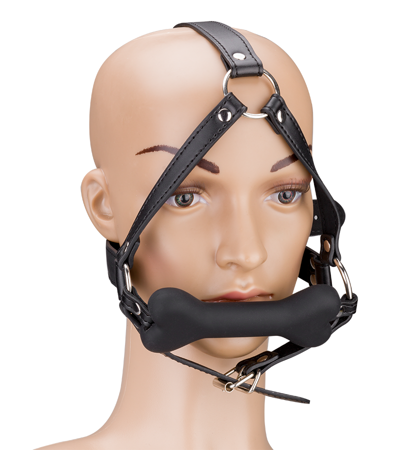 Puppy-Play-Kopfgeschirr mit Knebel aus Silikon 12,3 cm