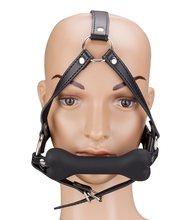 Puppy-Play-Kopfgeschirr mit Knebel aus Silikon 12,3 cm