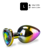 Regenbogenfarbener Rosebud-Analschmuck in Herzform M