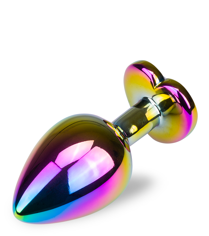 Regenbogenfarbener Rosebud-Analschmuck in Herzform M