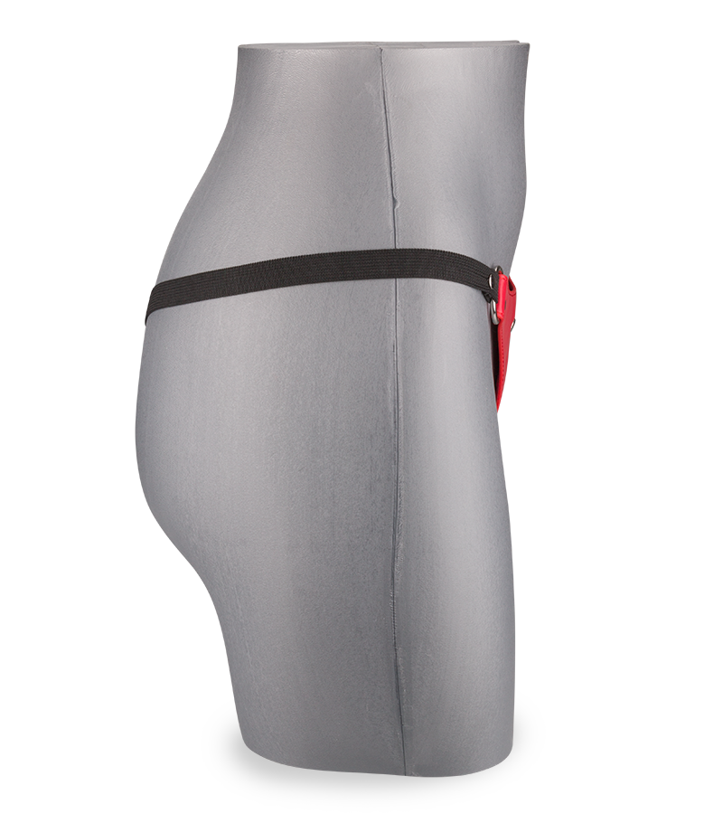 Roter Ledergurt für Strap-On-Dildo