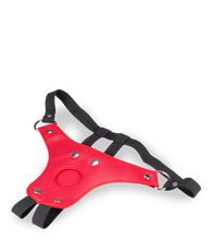 Laden Sie das Bild in den Galerie-Viewer, Roter Ledergurt für Strap-On-Dildo