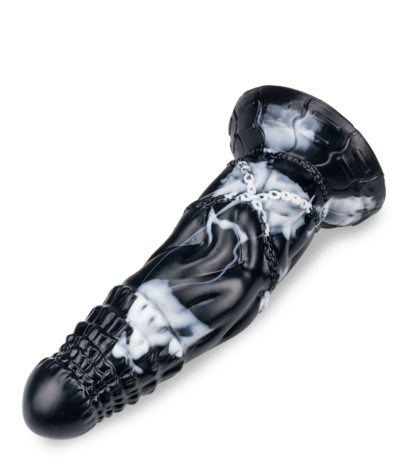 Saugnapf-Dildo Drache in Ketten 21 cm