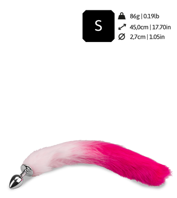 Schwanz-Plug mit Fuchsschwanz in Rosa und Pink