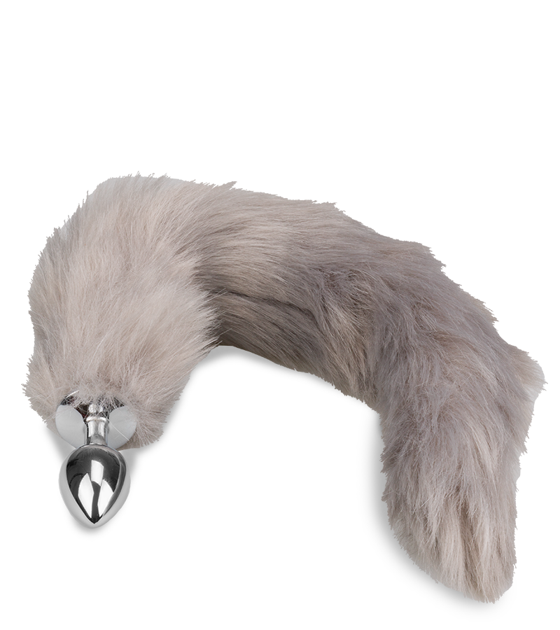 Schwanz-Plug mit grauem Hundeschwanz