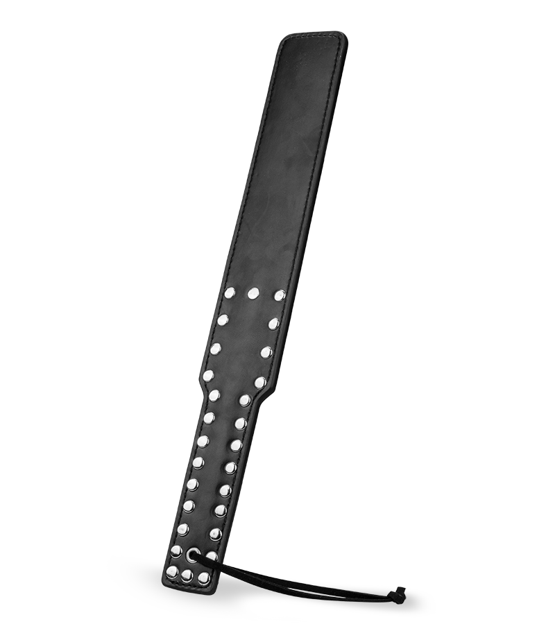 Schwarzes Kunstleder-Paddle mit Nieten 38 cm