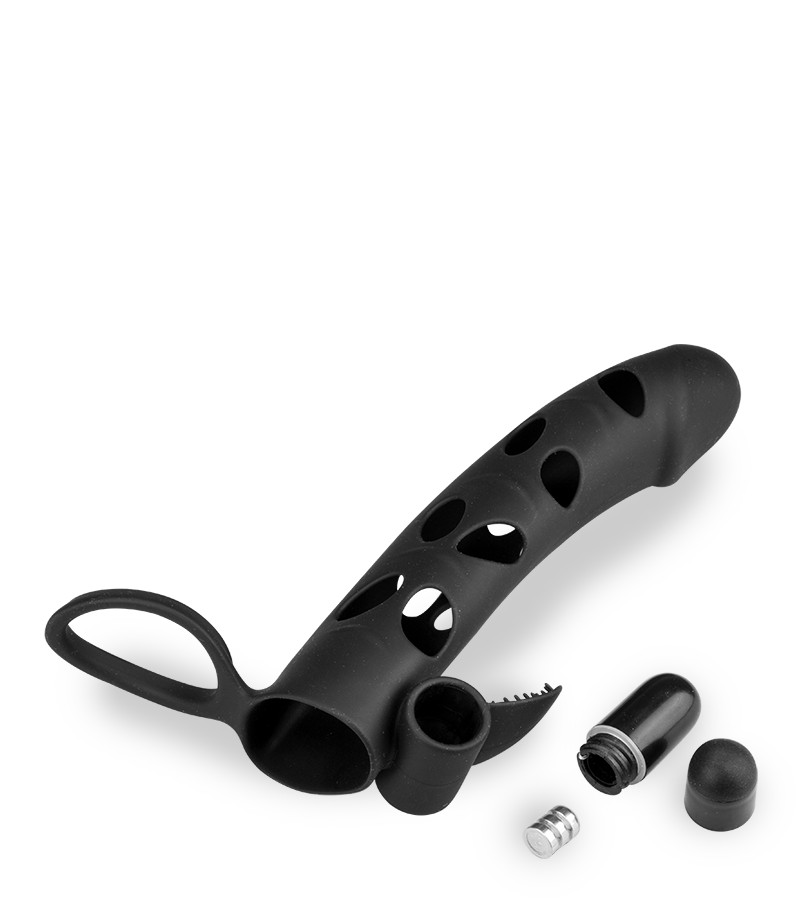 Silikon-Sleeve mit Hodenring und Vibro-Bullet