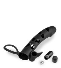 Laden Sie das Bild in den Galerie-Viewer, Silikon-Sleeve mit Hodenring und Vibro-Bullet