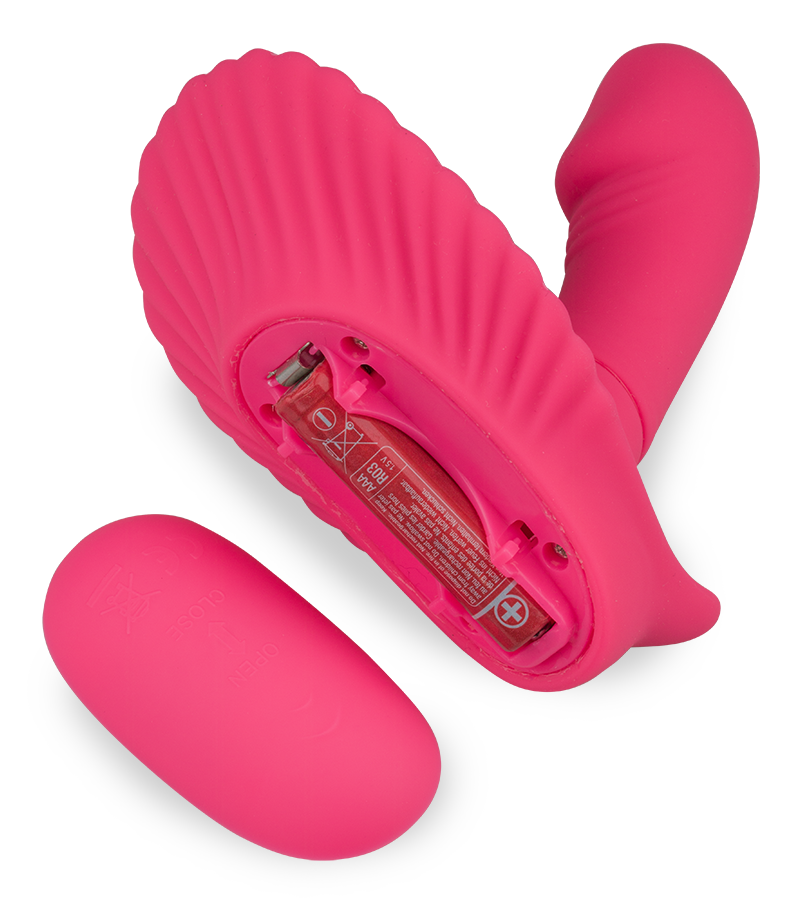 Slip-Vibrator mit Innendildo in Muschelform