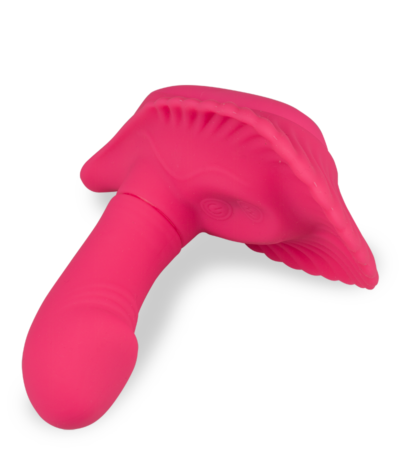 Slip-Vibrator mit Innendildo in Muschelform