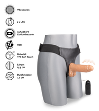 Laden Sie das Bild in den Galerie-Viewer, Strapon-Dildo mit Vibration Lucky