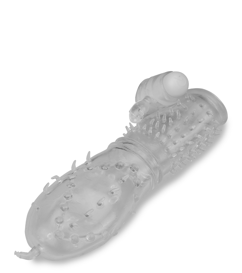 Transparente Penishülle mit Noppen &amp; Vibration