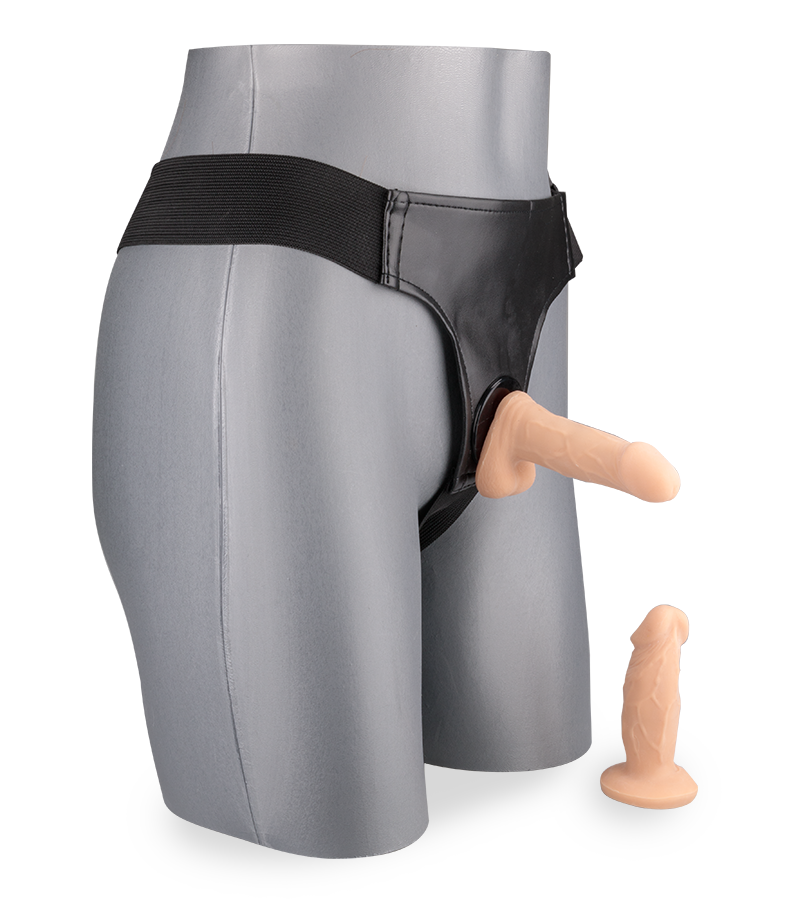 Umschnaller mit zwei kleinen Analdildos