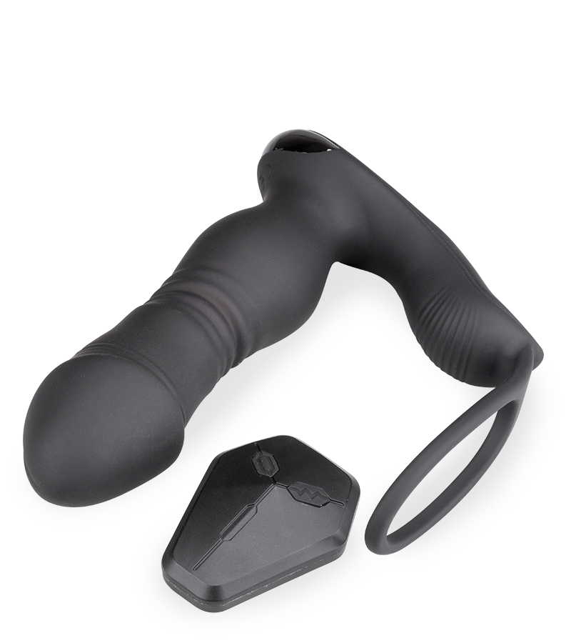 Vibrierender Analplug mit Stoßfunktion und Cockring Hera