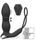 Vibrierender Analplug mit Stoßfunktion und Doppel-Cockring Paolo