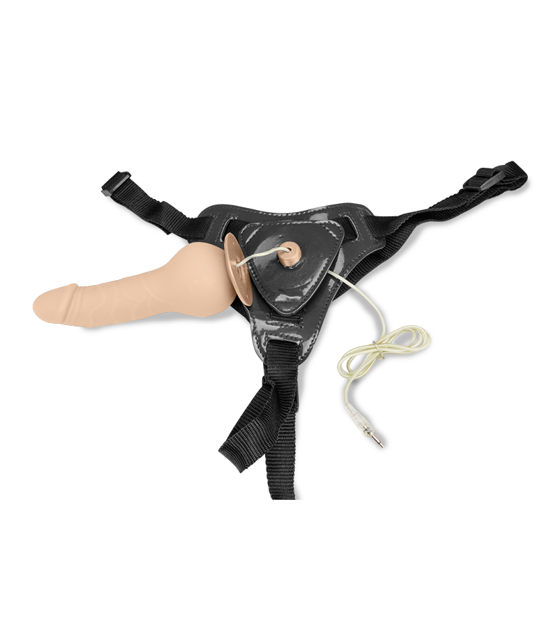 Vibrierender Strap-On-Dildo mit kugelförmiger Basis