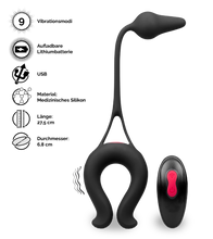 Laden Sie das Bild in den Galerie-Viewer, Vibro-Penisring mit Analplug Lucifer
